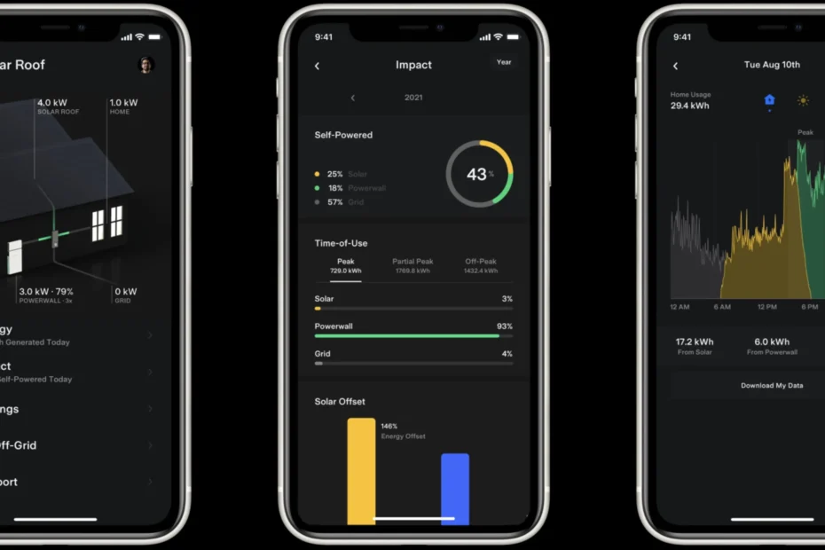 graphic showing an example of the Tesla app