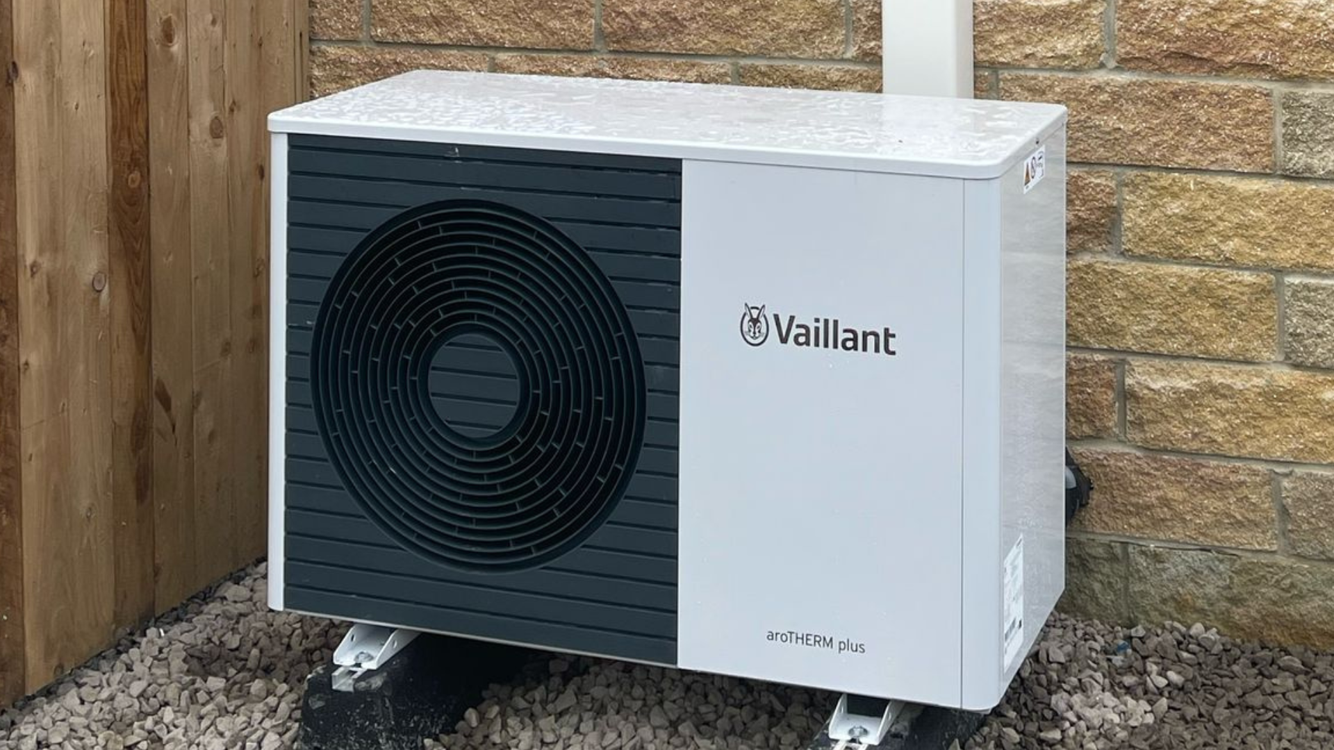 A heat pump installed by DMH Electrical and Renewables in County Durham which has a high SCOP and COP rating