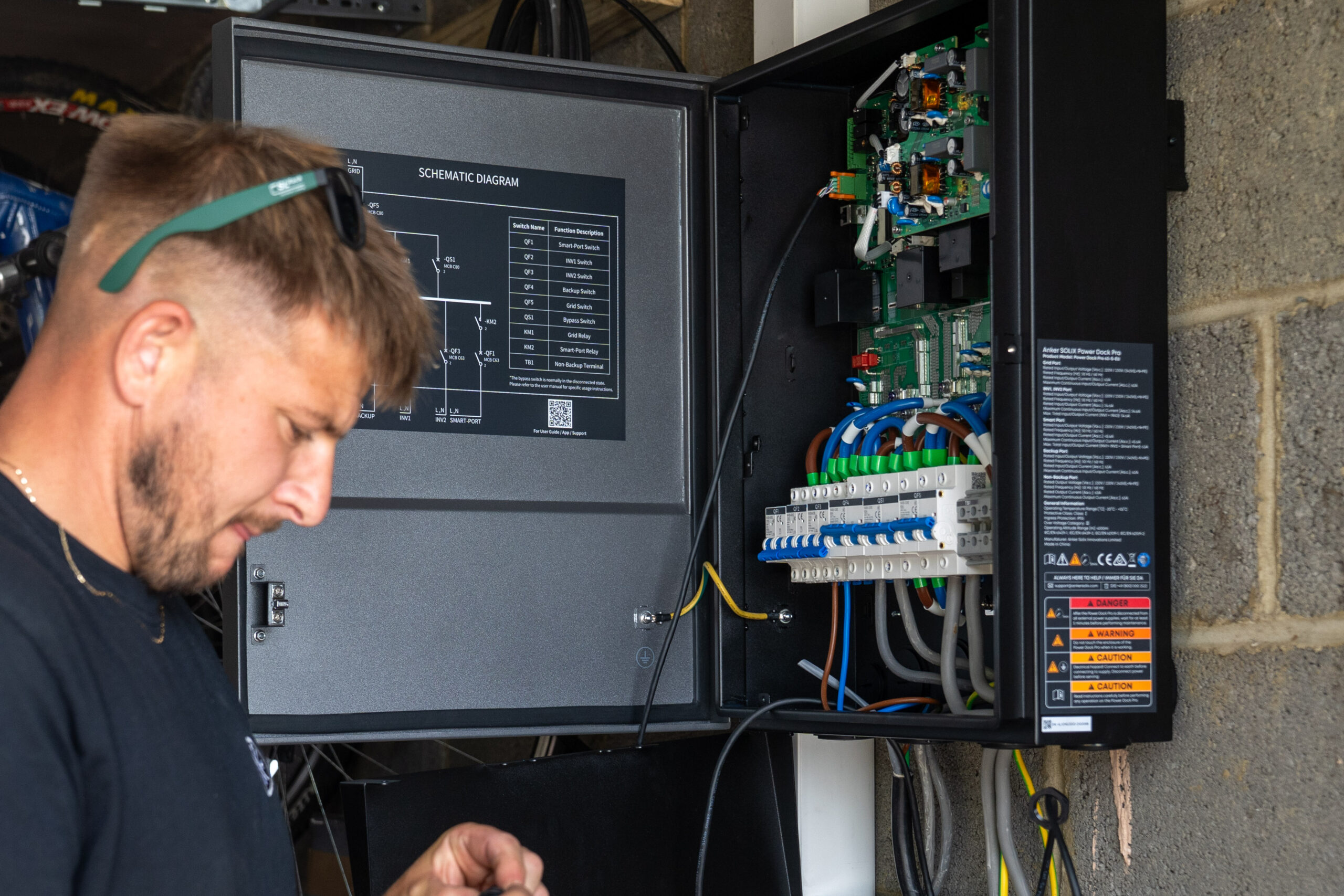 Installer Jay fitting an Anker Solix Backup gateway to a property using smart tariffs.